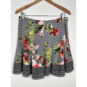 White House Black Market WHBM Womens Size 6 Tropical Floral Flared Mini Skirt
